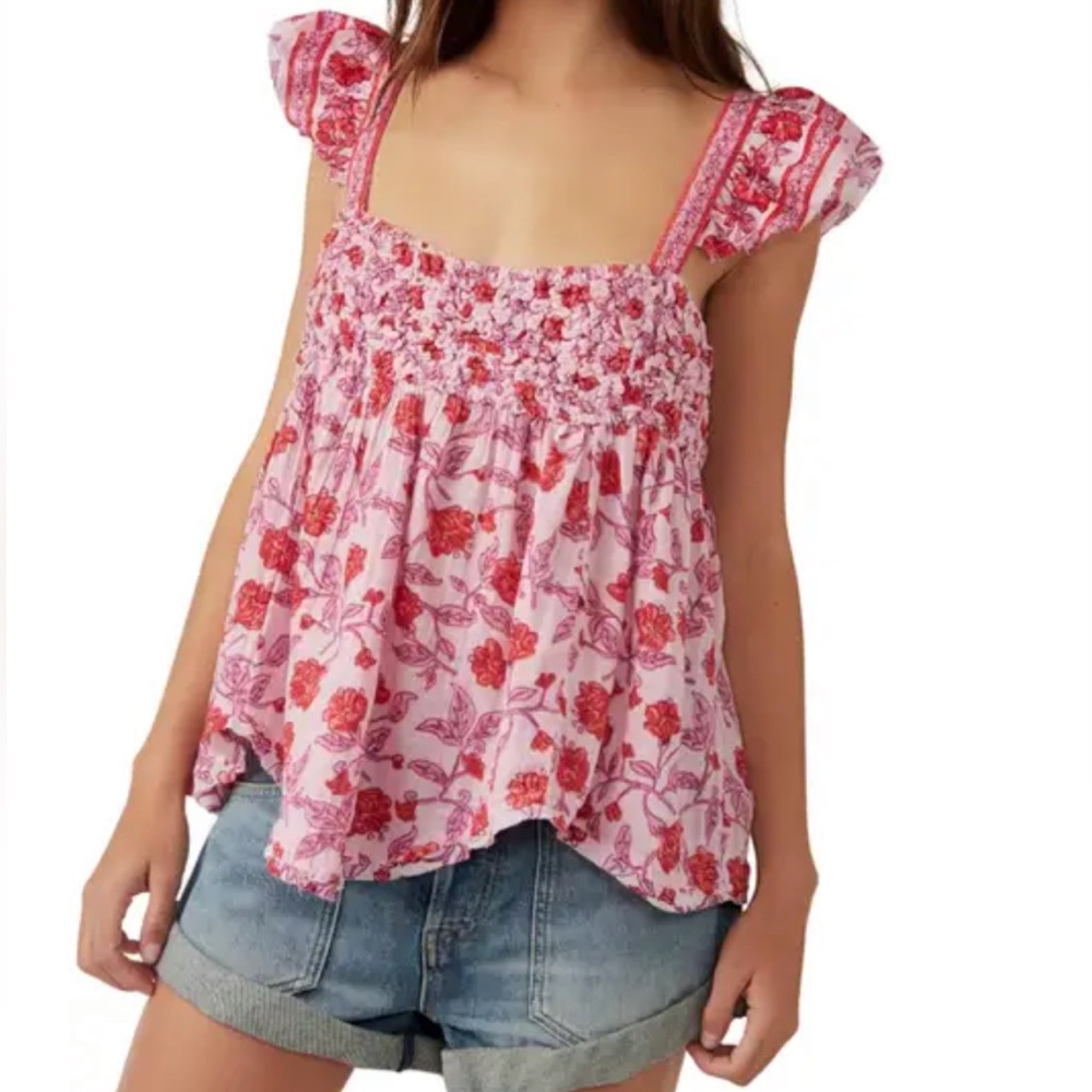 Free people babydoll Floral tank Top
